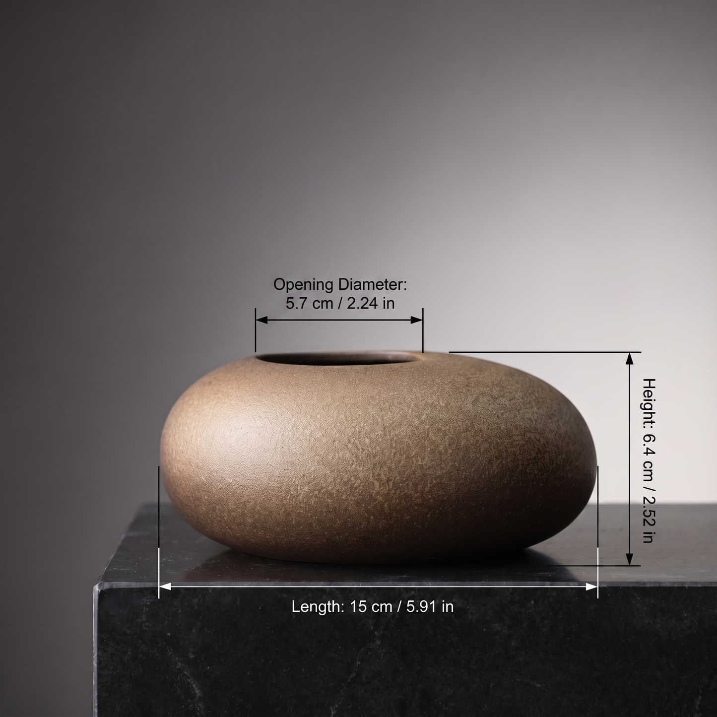 Pebble Ellipse Vase — Speckled Weathered Taupe - size chart
