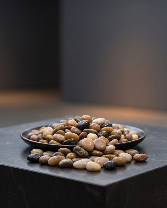 Natural Polished River Rock Filler - modern gallery lifestyle scene
