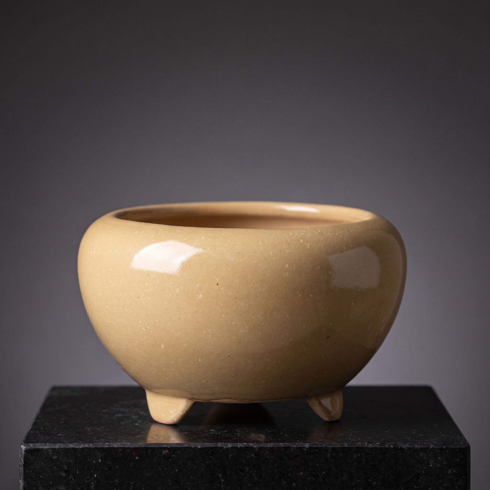 Footed Stoneware Bonsai Bowl — Champagne Sand - packshot