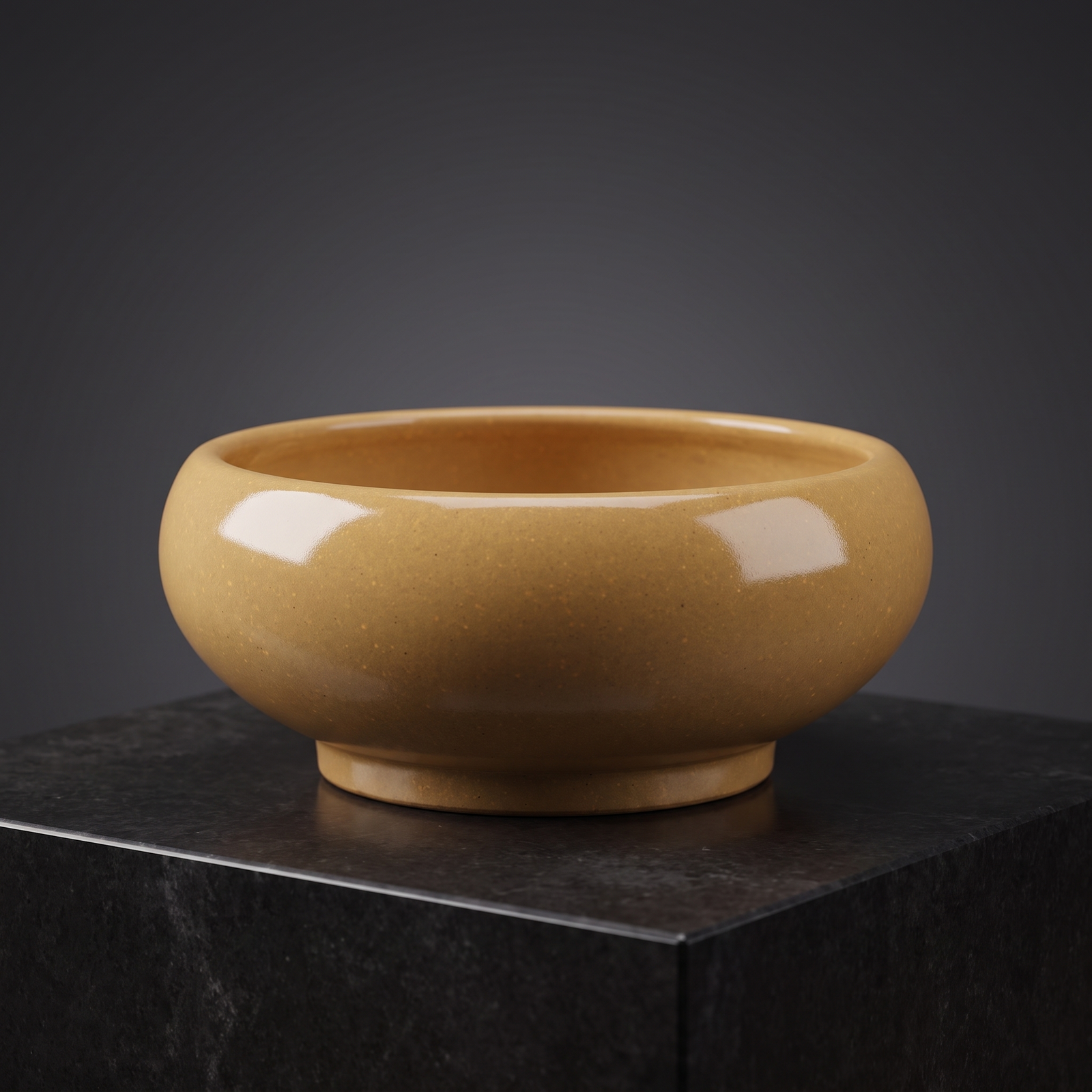 Wide Basin Stoneware Bonsai Bowl — Champagne Sand - packshot