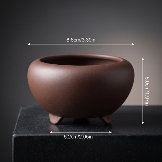 Footed Stoneware Bonsai Bowl — Espresso Walnut - packshot