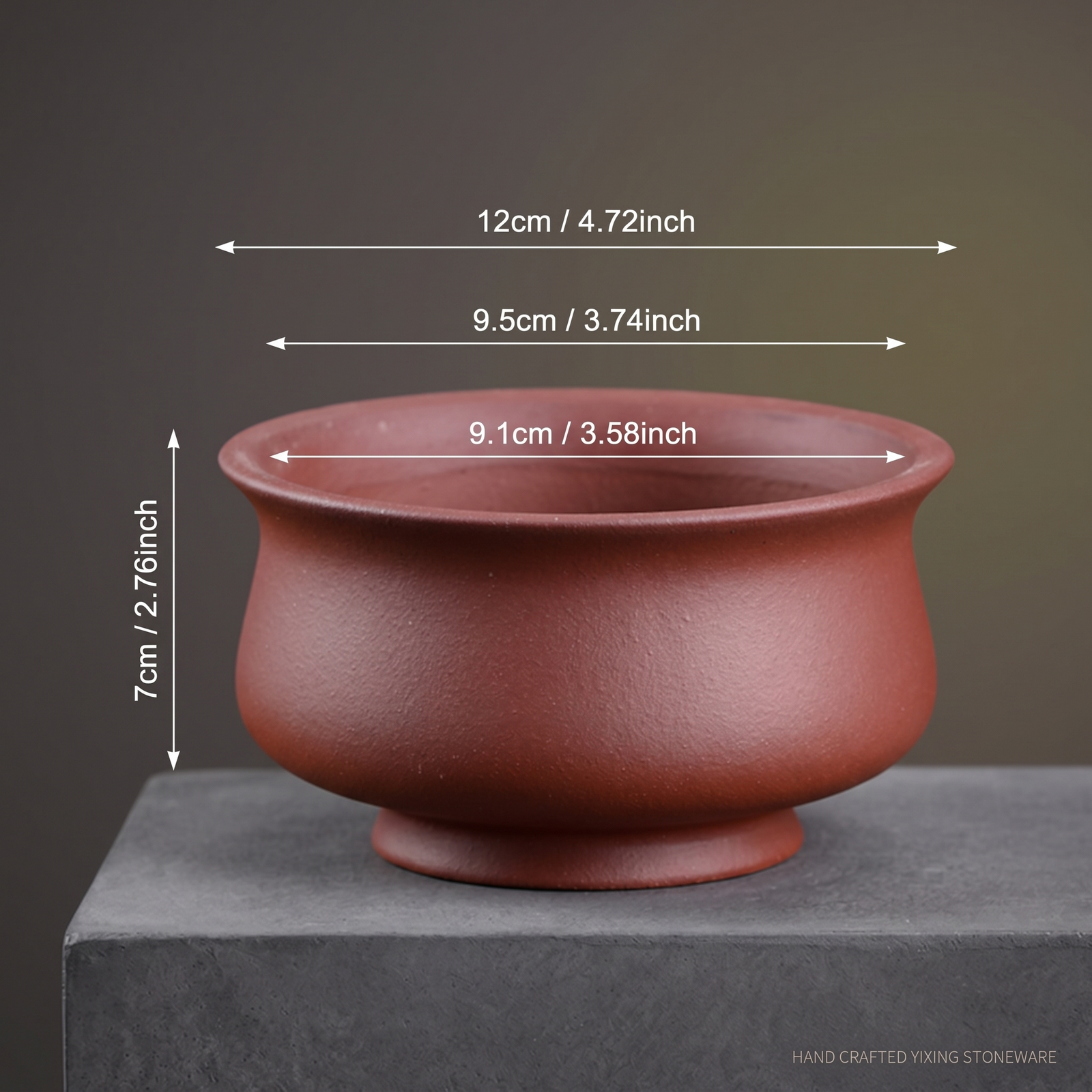 Trumpet Stoneware Bonsai Bowl — Terracotta Ember - packshot