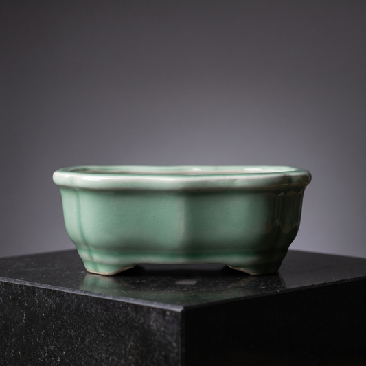 Porcelain Bonsai Pot — Jade Mint Glaze - packshot