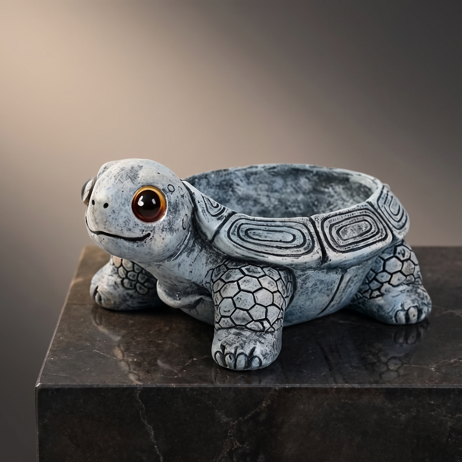 Resin Turtle Planter — Slate Grey - packshot