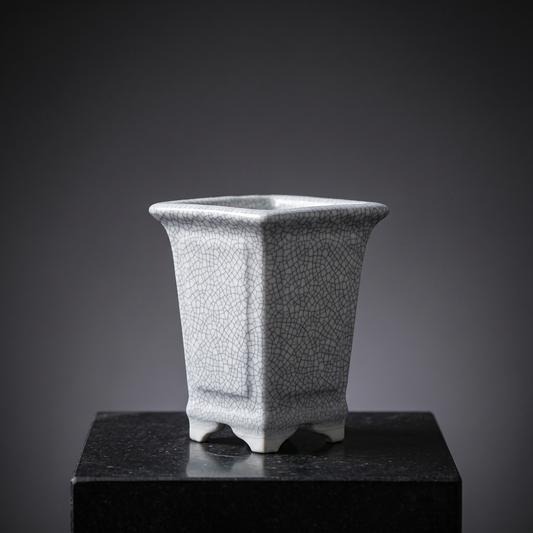 Ice-Crackle Glaze Flowerpot — Tapered Square - packshot