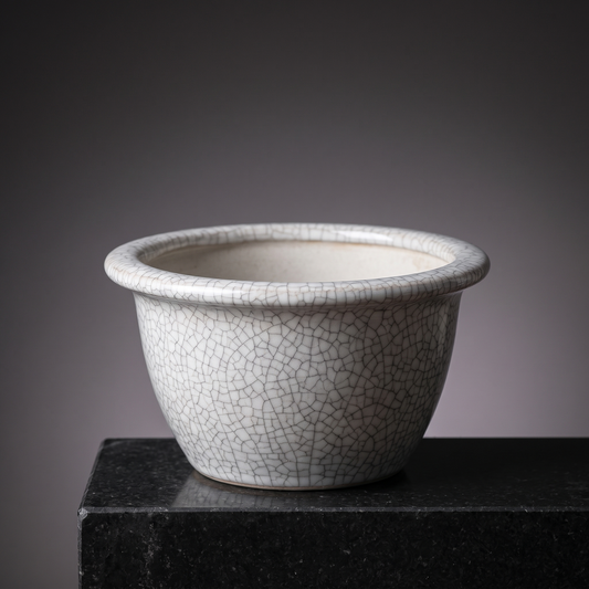 Ice-Crackle Glaze Flowerpot — Footed Lotus-Rim - packshot