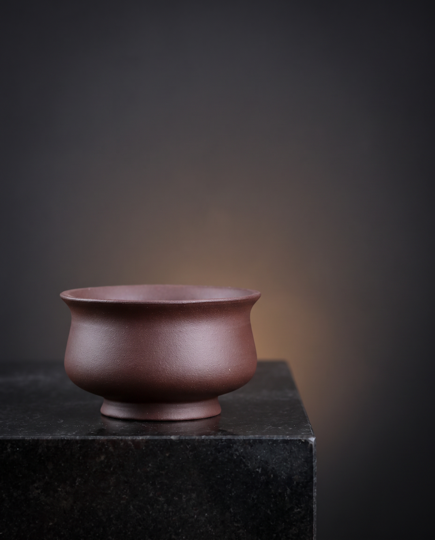 Trumpet Stoneware Bonsai Bowl — Burnt Sienna - lifestyle