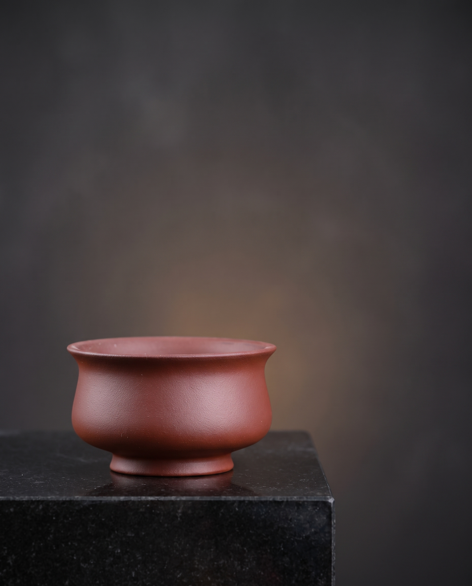 Trumpet Stoneware Bonsai Bowl — Terracotta Ember - lifestyle