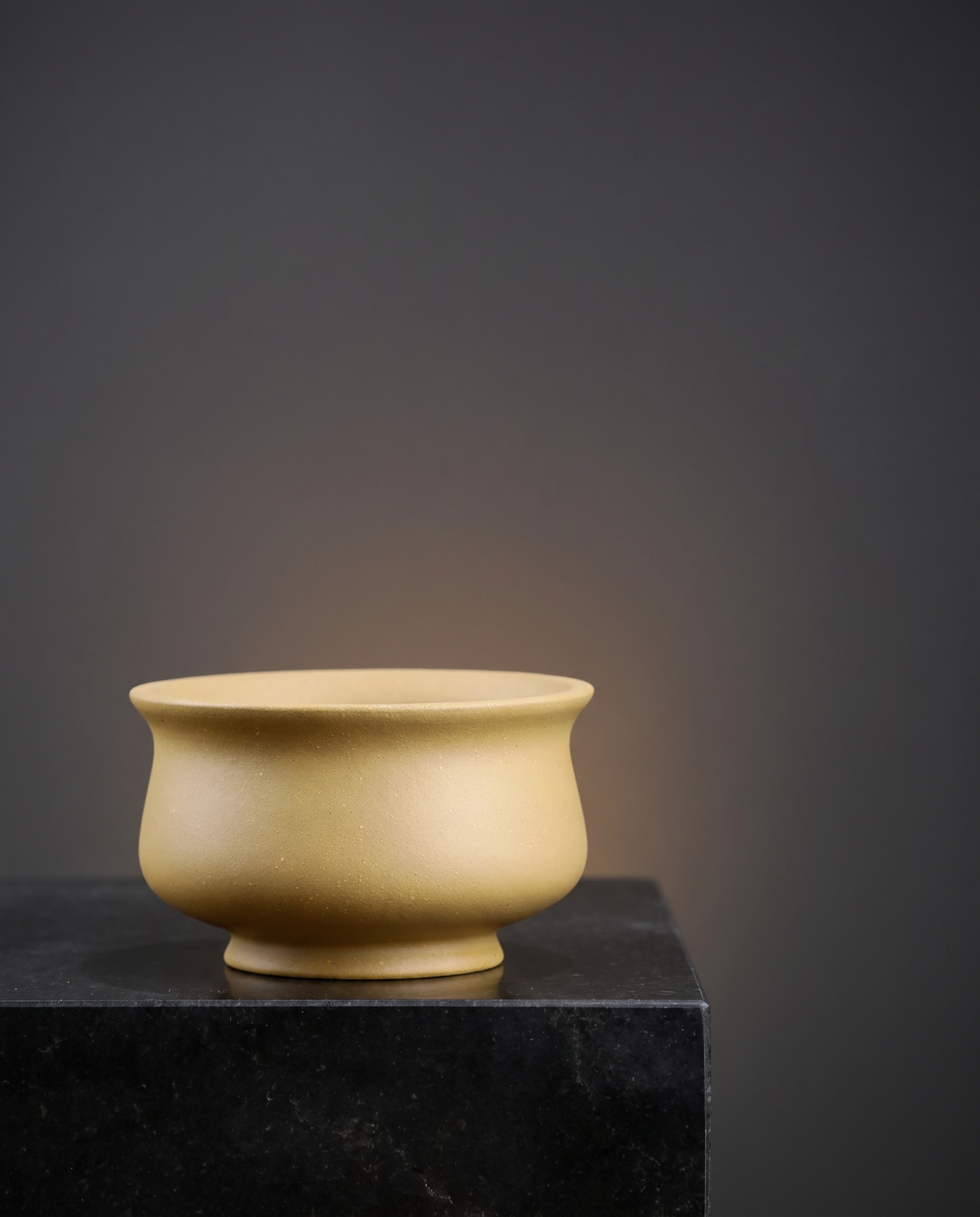 Trumpet Stoneware Bonsai Bowl — Champagne Sand - lifestyle