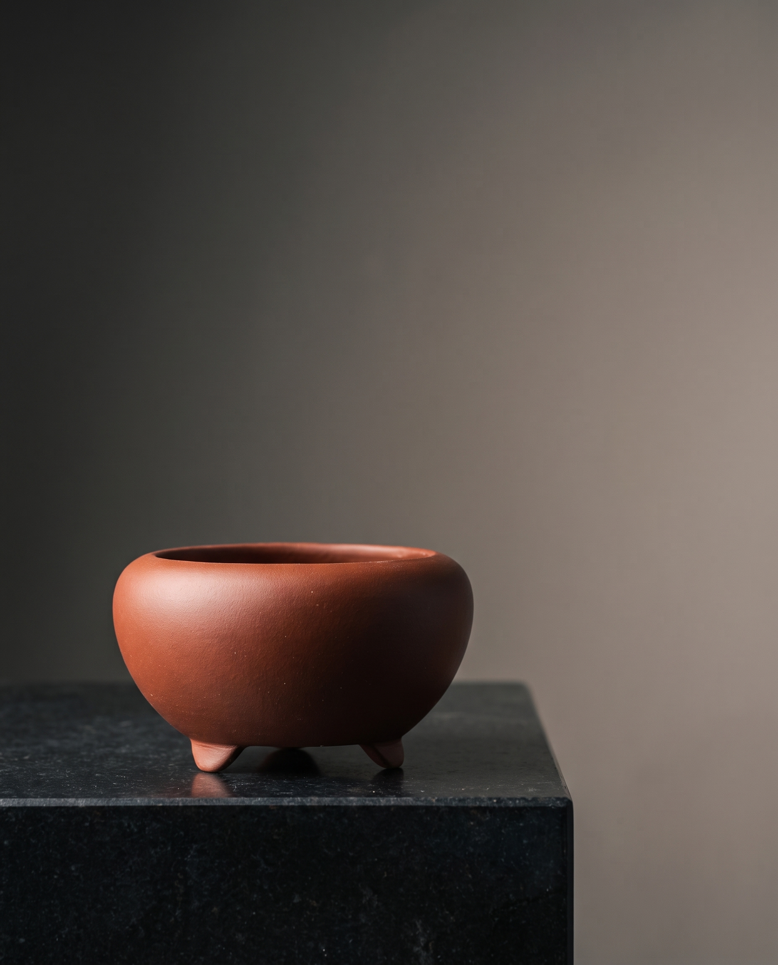 Footed Stoneware Bonsai Bowl — Terracotta Ember - lifestyle