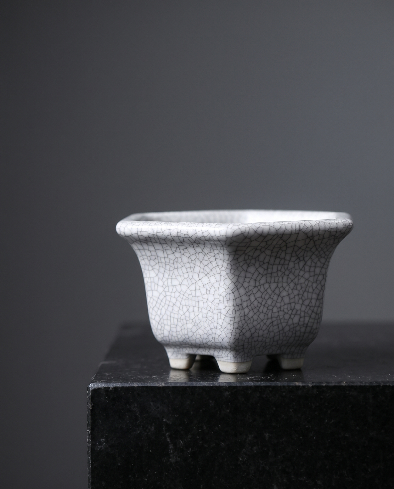Round Crack-Glaze Succulent Pot — Ivory Crackle - lifestyle