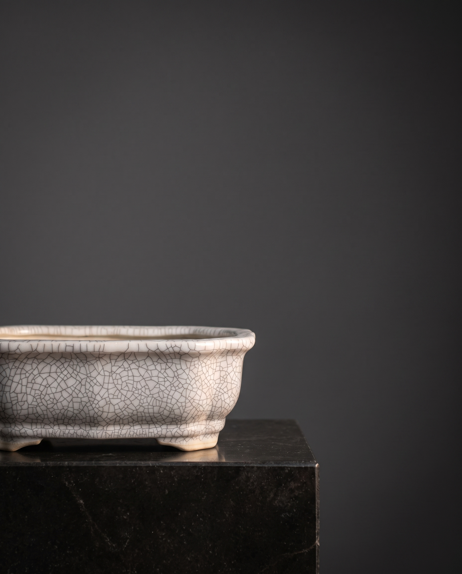 Porcelain Bonsai Pot — Ivory Crackle - lifestyle