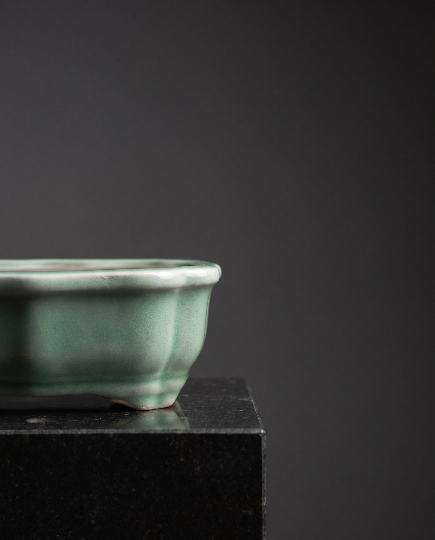 Porcelain Bonsai Pot — Jade Mint Glaze - lifestyle