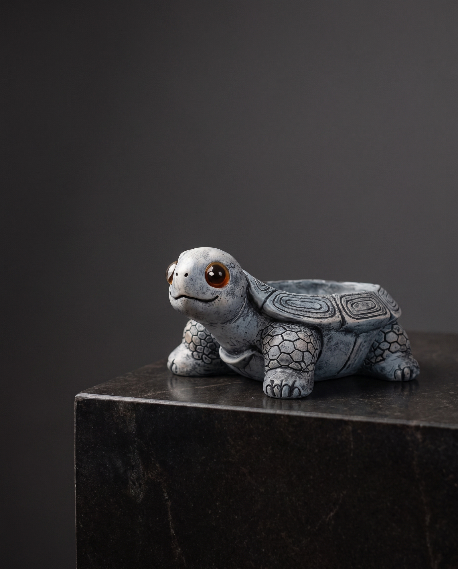 Resin Turtle Planter — Slate Grey - lifestyle