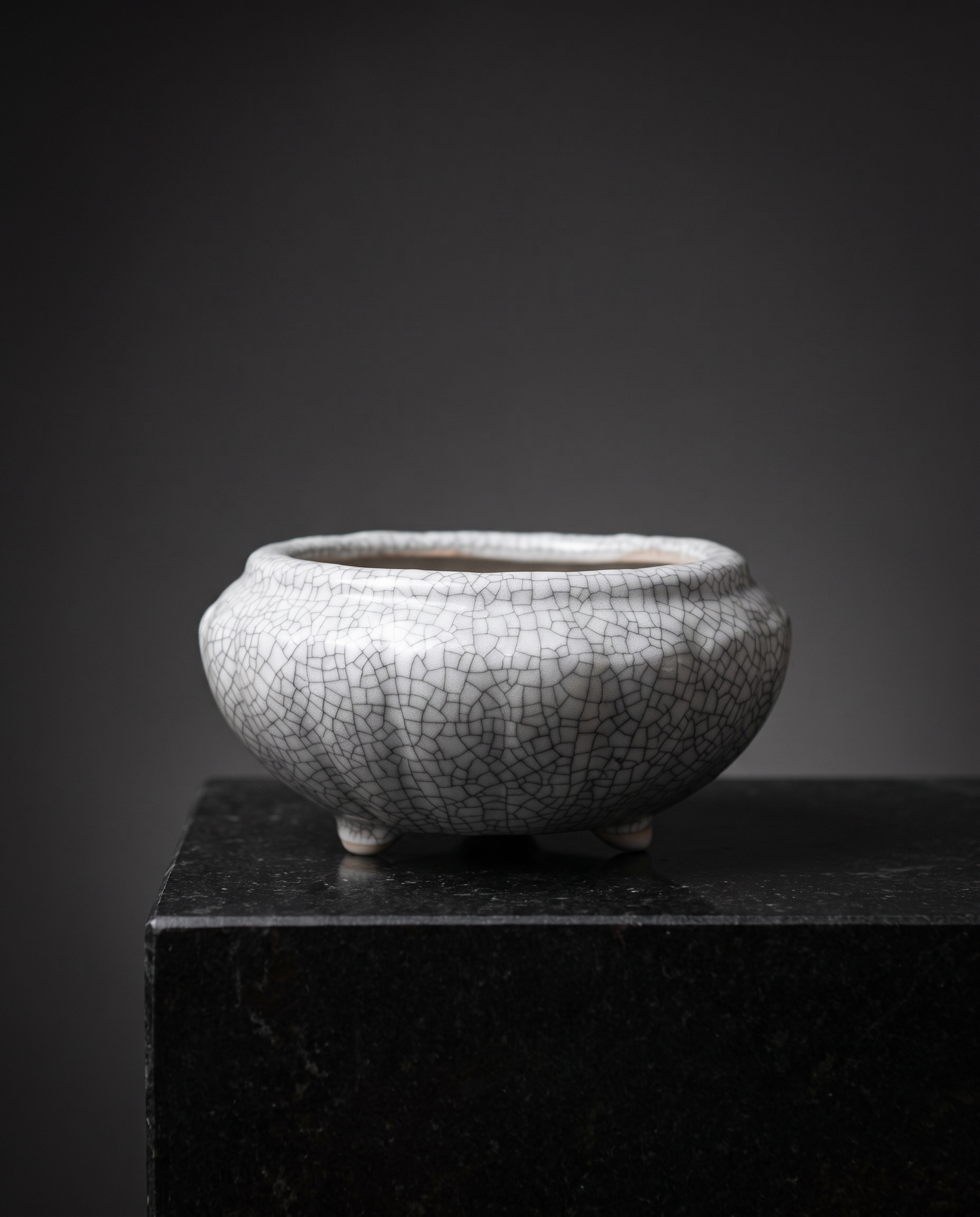 Ice-Crackle Glaze Flowerpot — Footed Lotus-Rim - lifestyle