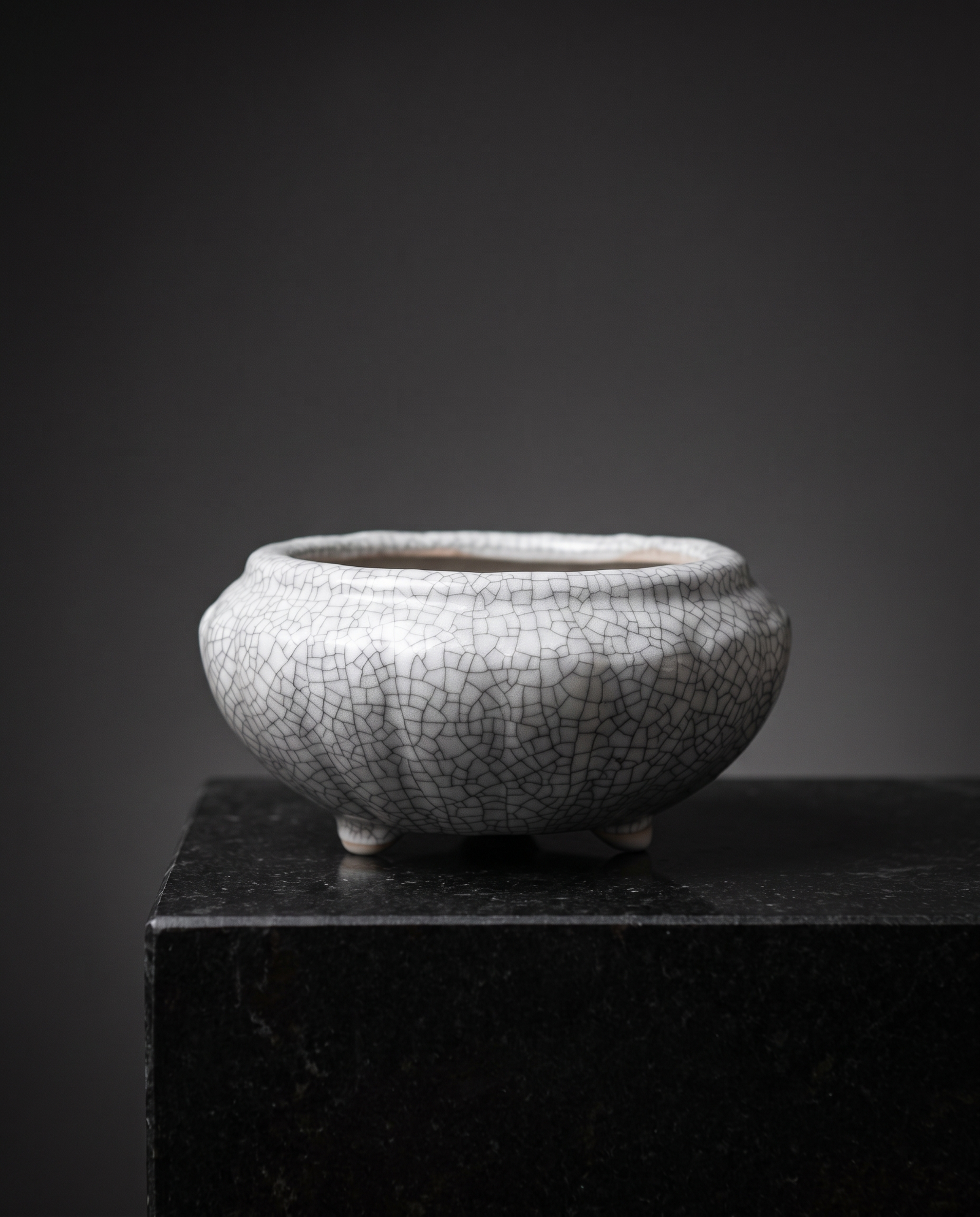Ice-Crackle Glaze Flowerpot — Footed Lotus-Rim - lifestyle
