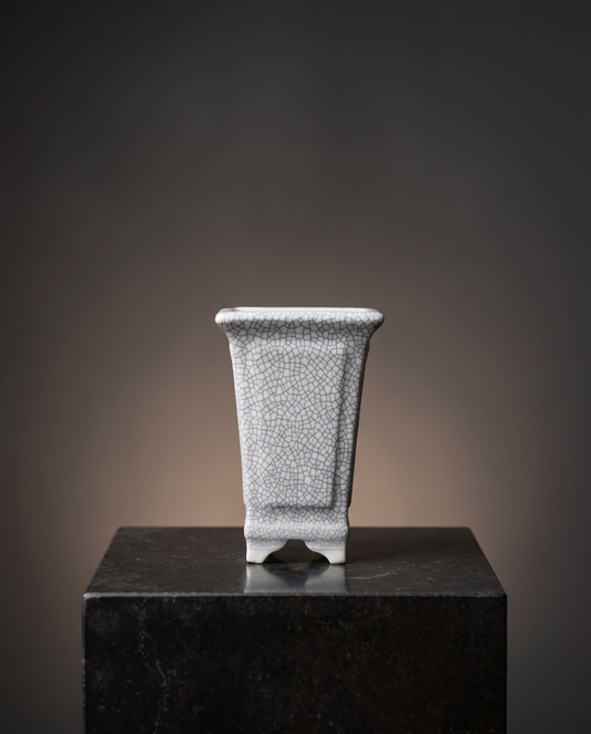 Ice-Crackle Glaze Flowerpot — Tapered Square - lifestyle