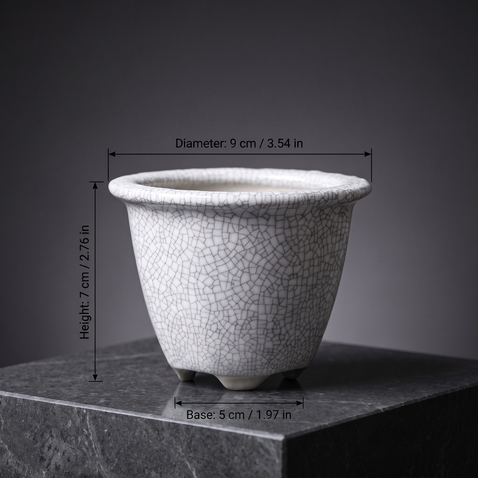 Ice-Crackle Glaze Flowerpot — Flared Round - size chart
