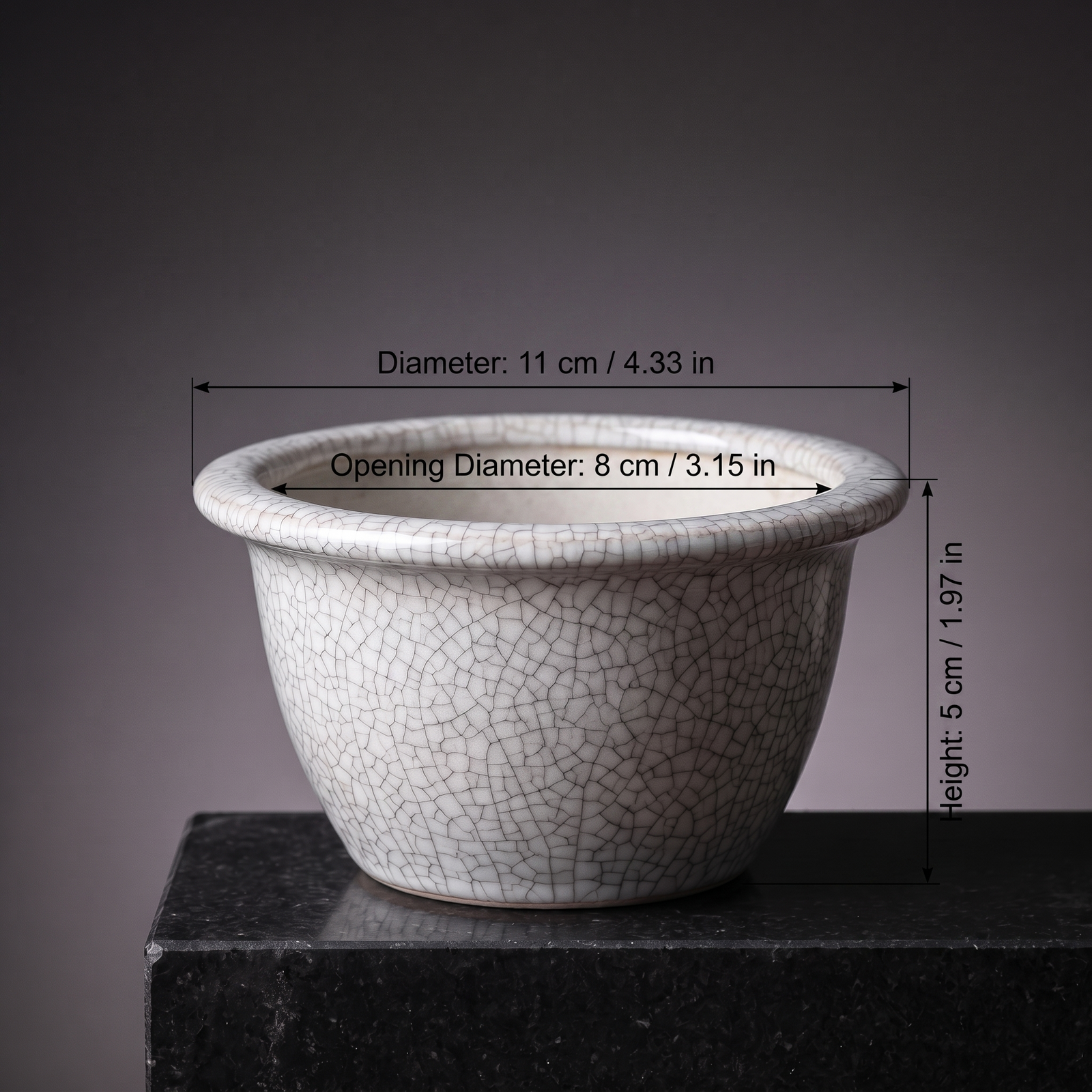 Ice-Crackle Glaze Flowerpot — Footed Lotus-Rim - size chart