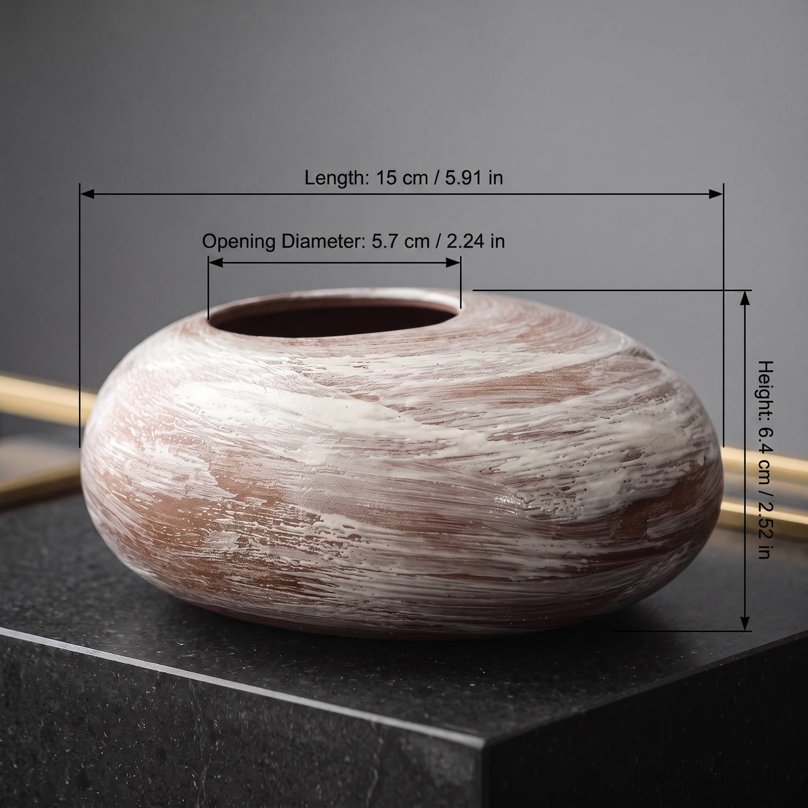 Pebble Ellipse Vase — Speckled Weathered Sand - size chart