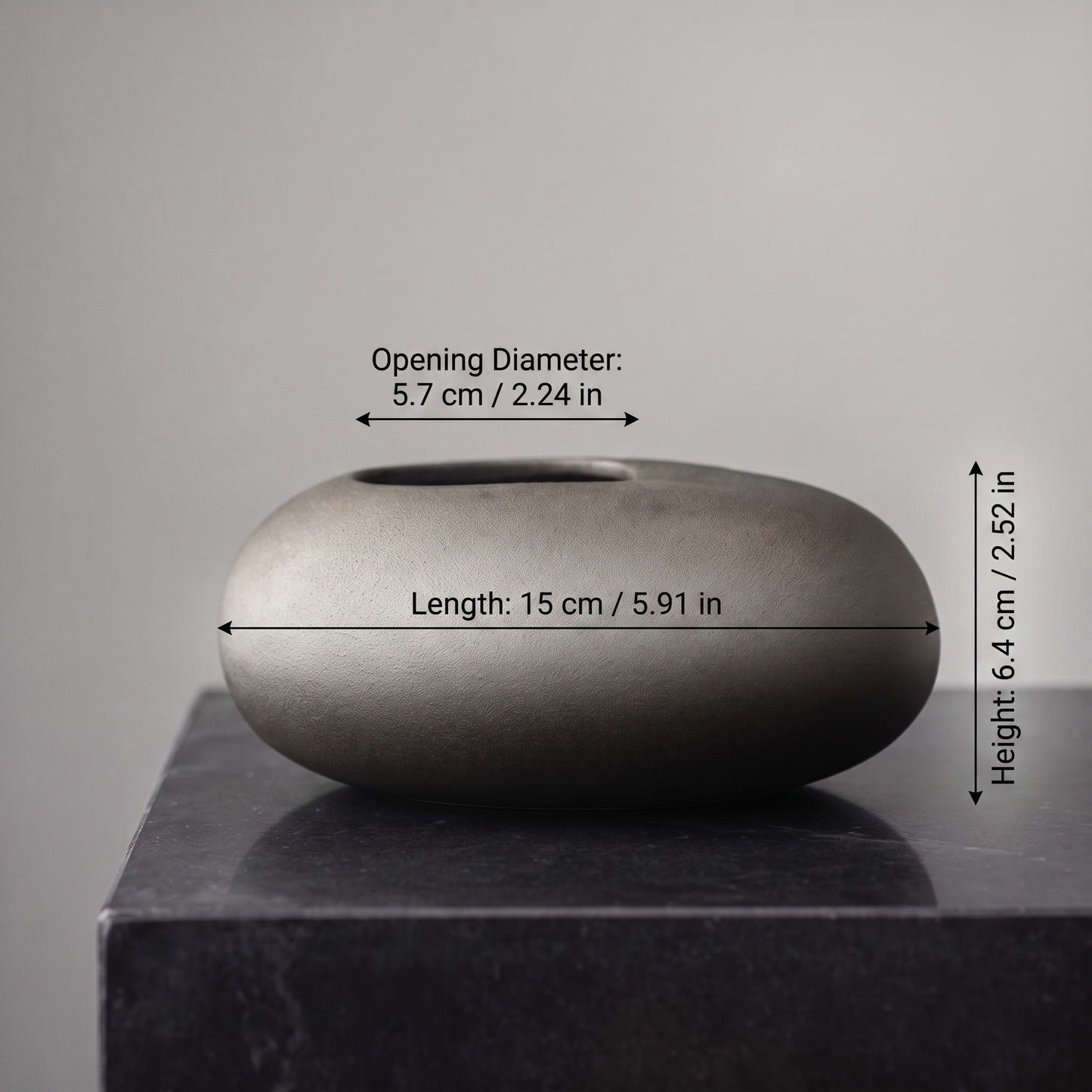 Pebble Ellipse Vase — Speckled Weathered Bronze - size chart