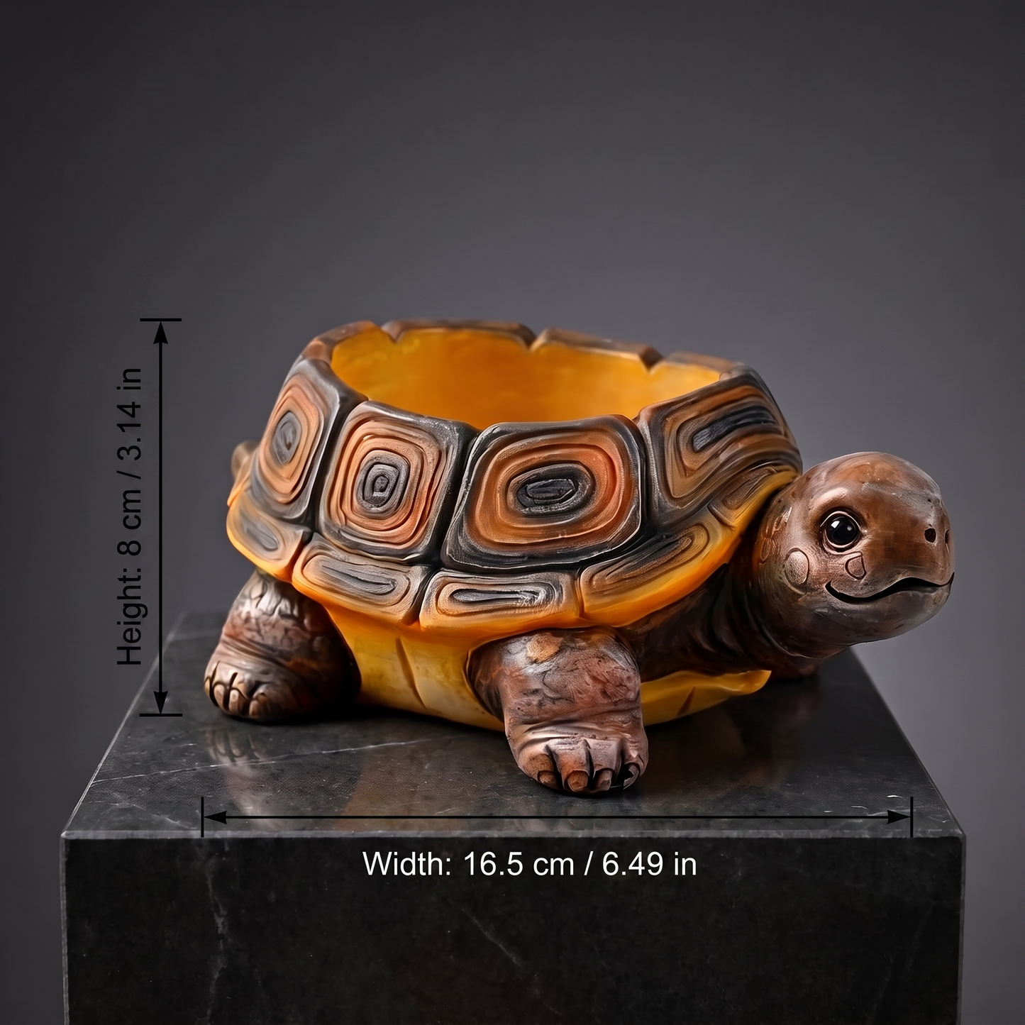 Resin Turtle Planter — Painted Tortoiseshell - size chart