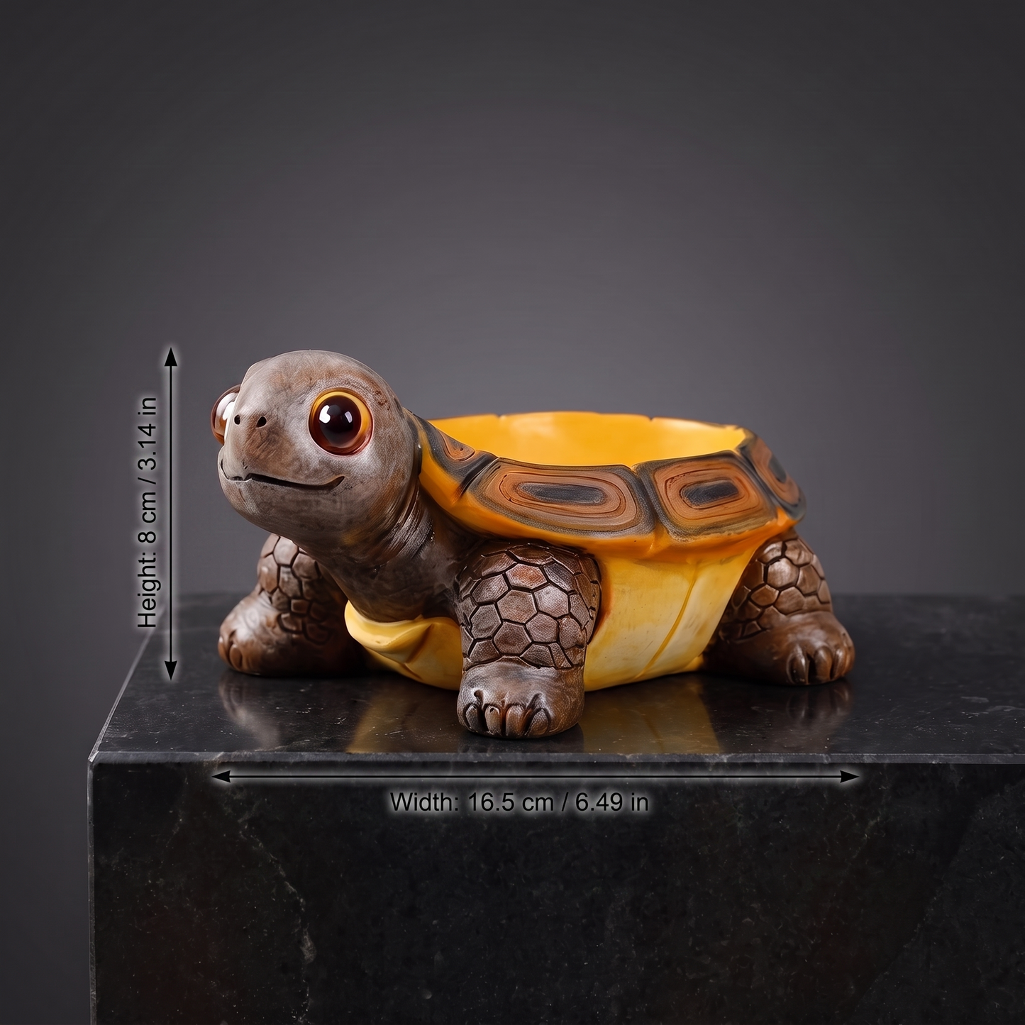 Resin Turtle Planter — Amber Tortoiseshell - size chart