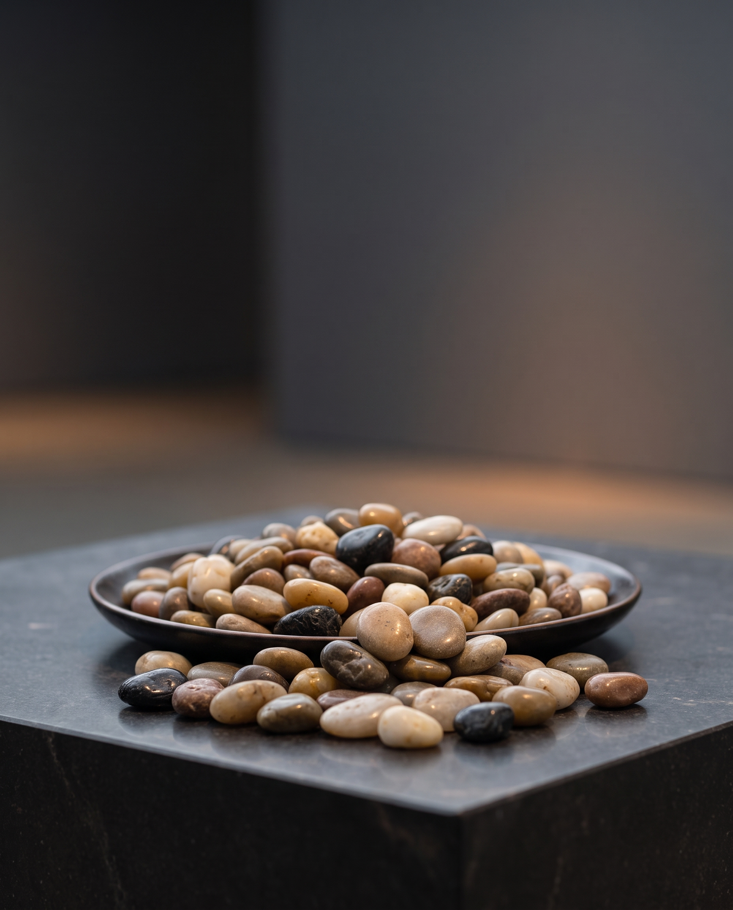 Natural Polished River Rock Filler - modern gallery lifestyle scene