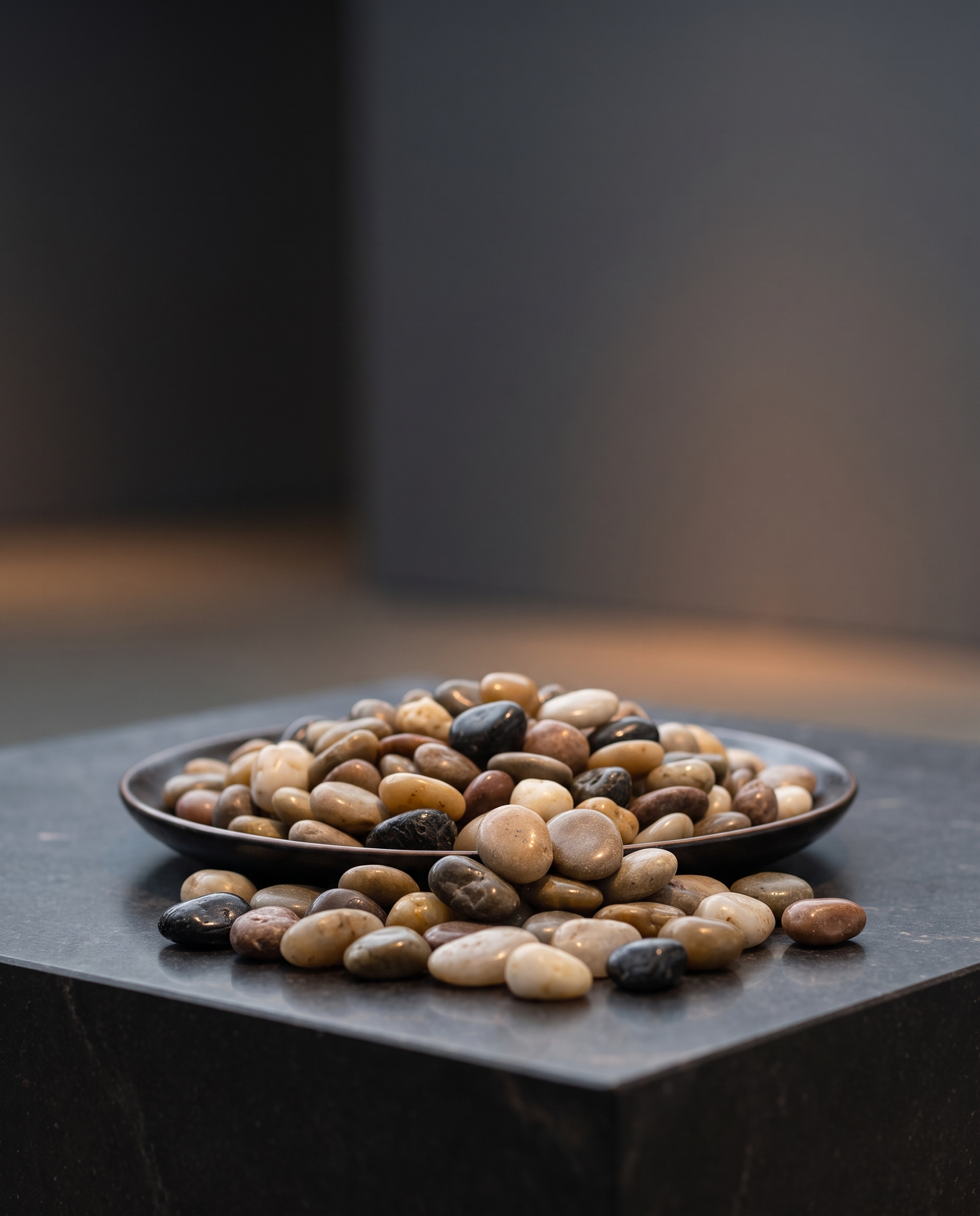 Natural Polished River Rock Filler - modern gallery lifestyle scene