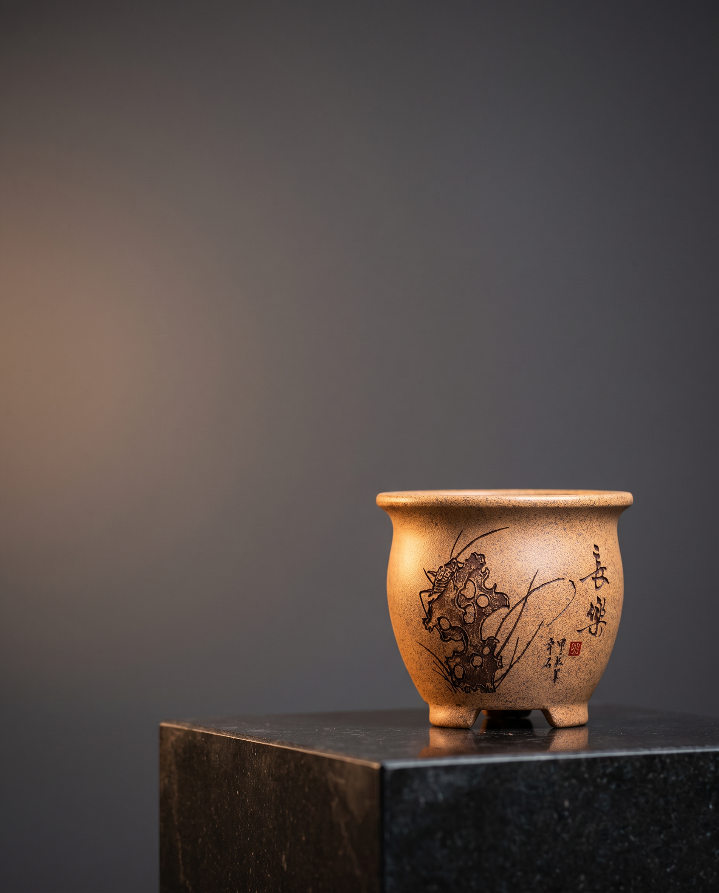 Handmade Yixing Gold Clay Unglazed Pot - modern gallery lifestyle scene